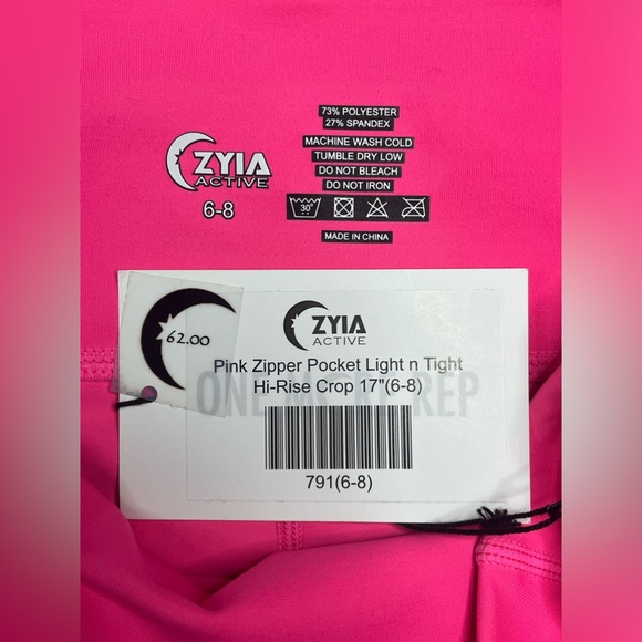 Pink Zipper Pocket Light n Tight Hi Rise Crop 17” (6-8) ZYIA NWT 791 - Picture 13 of 14
